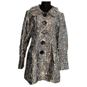 Vtg Boho Chic New York Metallic Floral Jacquard Coat Womens Size‎ 6 Made in USA